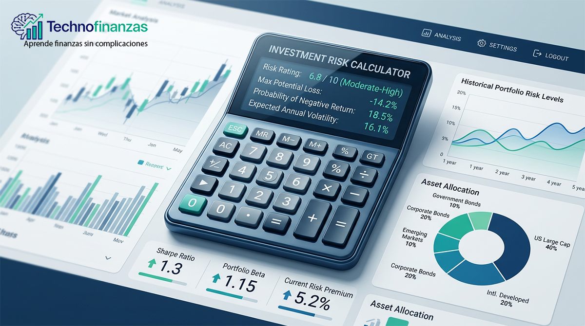Logo de Technofinanzas junto al título Calculadora de Riesgo de Inversión